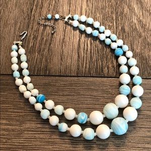 Made In JAPAN Double Strand Choker Blue Glass